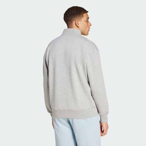 Adidas Mens All Season Fleece Quarter Zip Sweat Medium Grey Heather