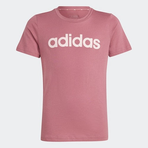 Adidas Kids Linear Logo Tee Preloved Crimson/Sandy Pink