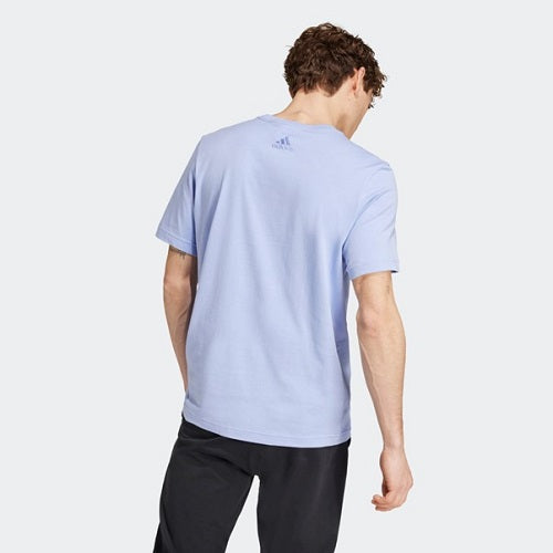 Adidas Mens Linear Logo Single Jersey Tee Blue Spa