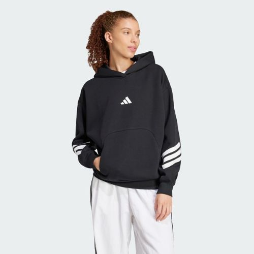 Adidas Womens Future Icons 3 Stripes OH Hoodie Black/White