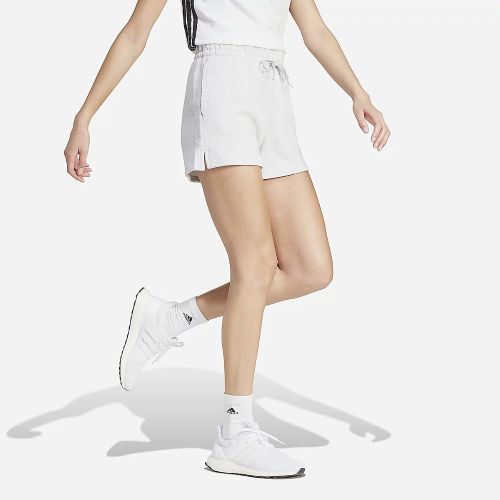 Adidas Womens Small Logo Fleece Short Light Grey Heather/White