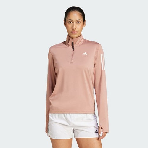 Adidas Womens Own The Run Half Zip Long Sleeved Top Warm Clay