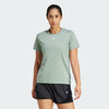 Adidas Womens Aeroready Minimal Branding Crew Tee Silver Green/White