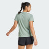Adidas Womens Aeroready Minimal Branding Crew Tee Silver Green/White
