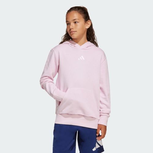Adidas Kids Small Logo Fleece Hoodie Clear Pink/White