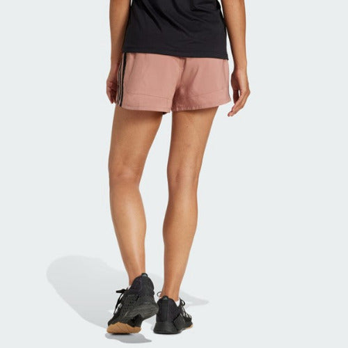 Adidas Womens Pacer 3 Stripes 3 Inch High Rise Woven Short Warm Clay/Black