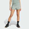 Adidas Womens Pacer 3S 3 Inch High Rise Woven Short Silver Green/White