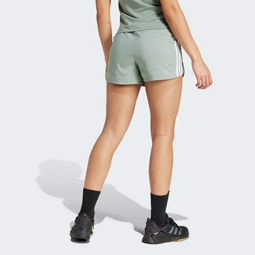 Adidas Womens Pacer 3S 3 Inch High Rise Woven Short Silver Green/White