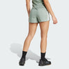 Adidas Womens Pacer 3S 3 Inch High Rise Woven Short Silver Green/White