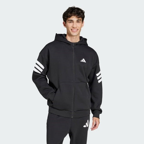 Adidas Mens Future Icons 3 Stripes FZ Hooded Jacket Black