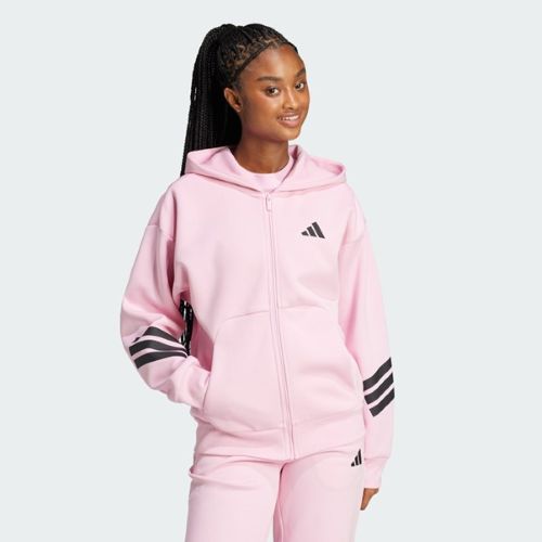 Adidas Womens Future Icons 3 Stripes Full Zip Hooded Jacket True Pink