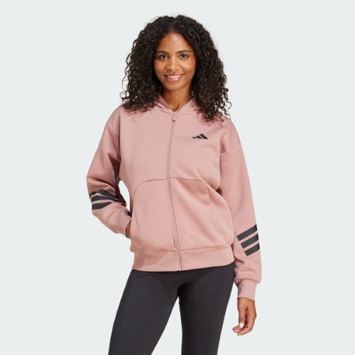 Adidas Womens Future Icons 3 Stripes Full Zip Hooded Jacket Warm Clay