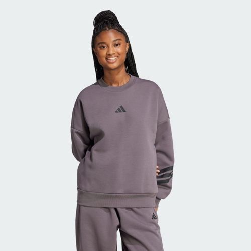 Adidas Womens Future Icons 3 Stripes Sweat Grey Strata