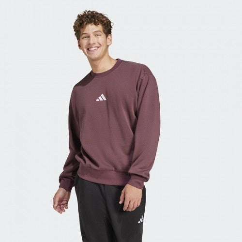Adidas Mens Essentials Feel Cozy Sweat Aurora Ruby/White