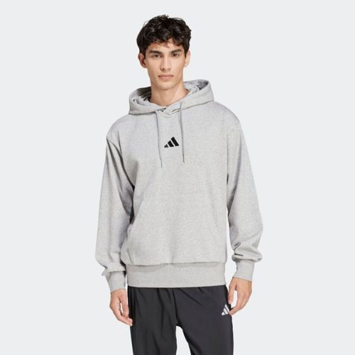 Adidas Mens Feelcozy Fleece Hoodie Medium Grey Heather/Black