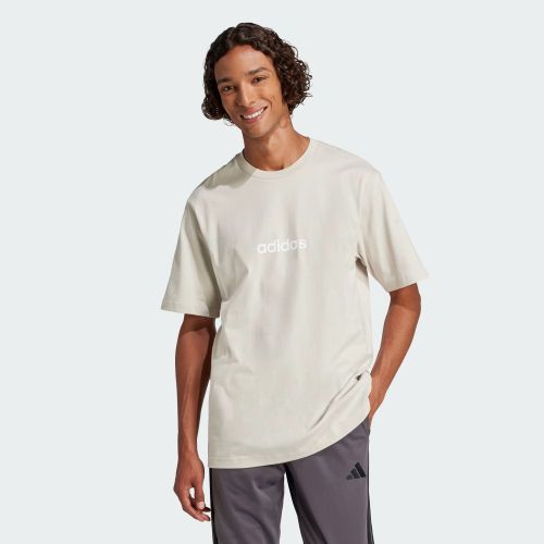 Adidas Mens Linear Single Jersey Tee Wonder Aluminium/White