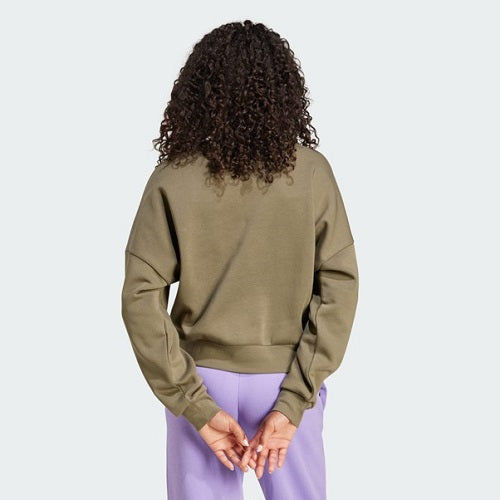 Adidas Womens Small Logo Feel Cozy Sweat Olive Strata/White