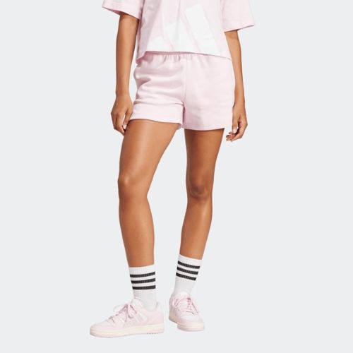 Adidas Womens Small Logo Fleece Short Clear Pink/White