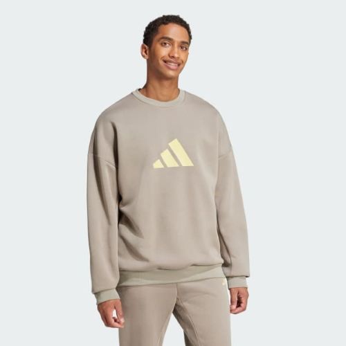 Adidas Mens Future Icons 3 Bar Crew Sweat Putty Biege