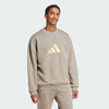 Adidas Mens Future Icons 3 Bar Crew Sweat Putty Biege