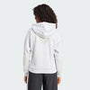 Adidas Womens Small Logo Feel Cozy Hoodie Light Grey Heather/White