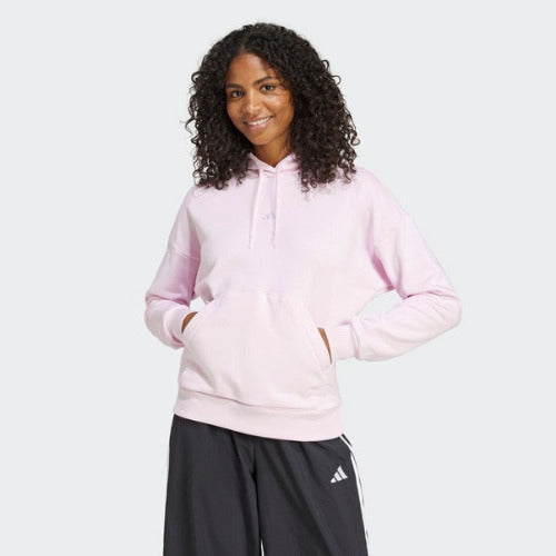 Adidas Womens Small Logo Feel Cozy Hoodie Clear Pink/White
