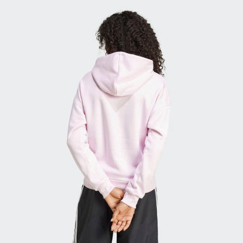 Adidas Womens Small Logo Feel Cozy Hoodie Clear Pink/White
