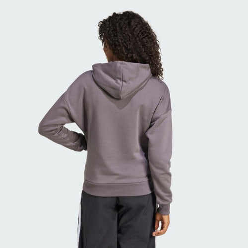 Adidas Womens Small Logo Feel Cozy Hoodie Grey Strata/White