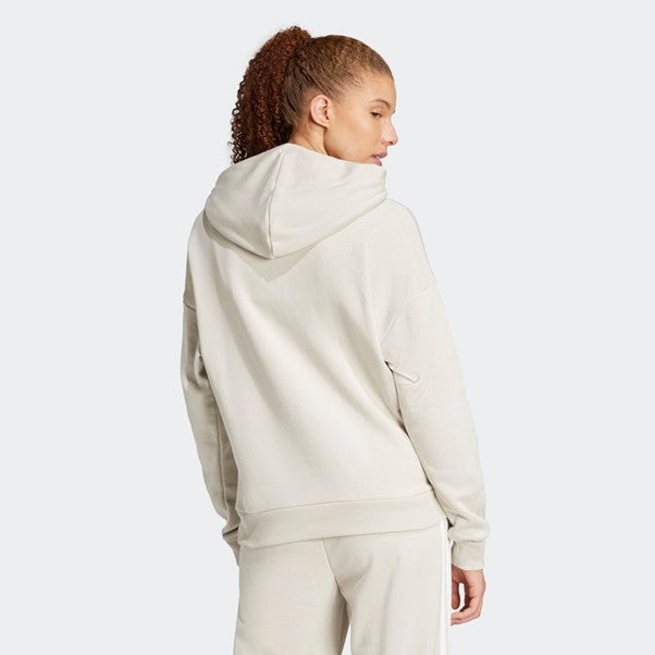 Adidas Womens Small Logo Feel Cozy Hoodie Wonder Aluminium/White