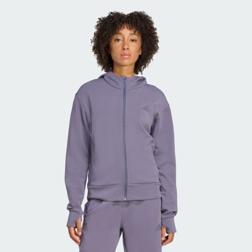 Adidas Womens D4T Full Zip Hooded Jacket Preloved Violet