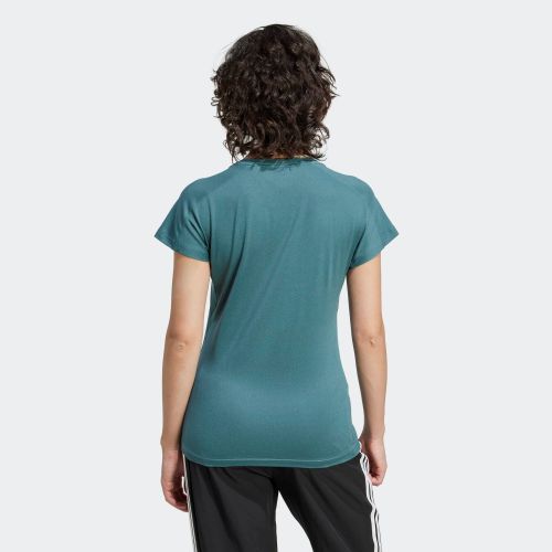 Adidas Womens Aeroready Minimal Branding V-Neck Tee Preloved Teal/White