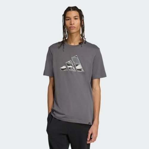 Adidas Mens Camo Logo Tee Grey Five
