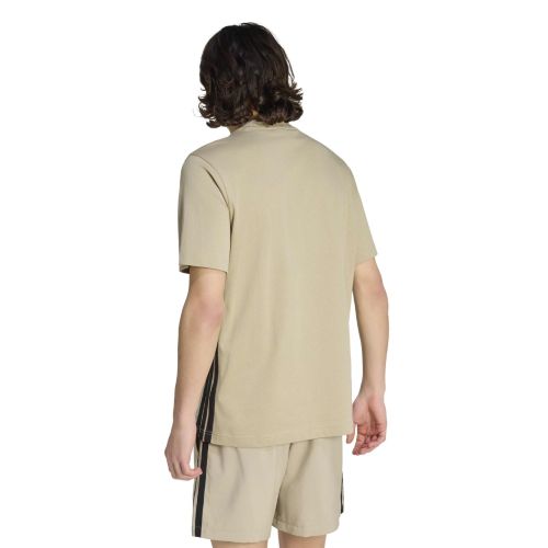 Adidas Mens 3 Stripes Single Jersey Tee Wonder Cargo/Black