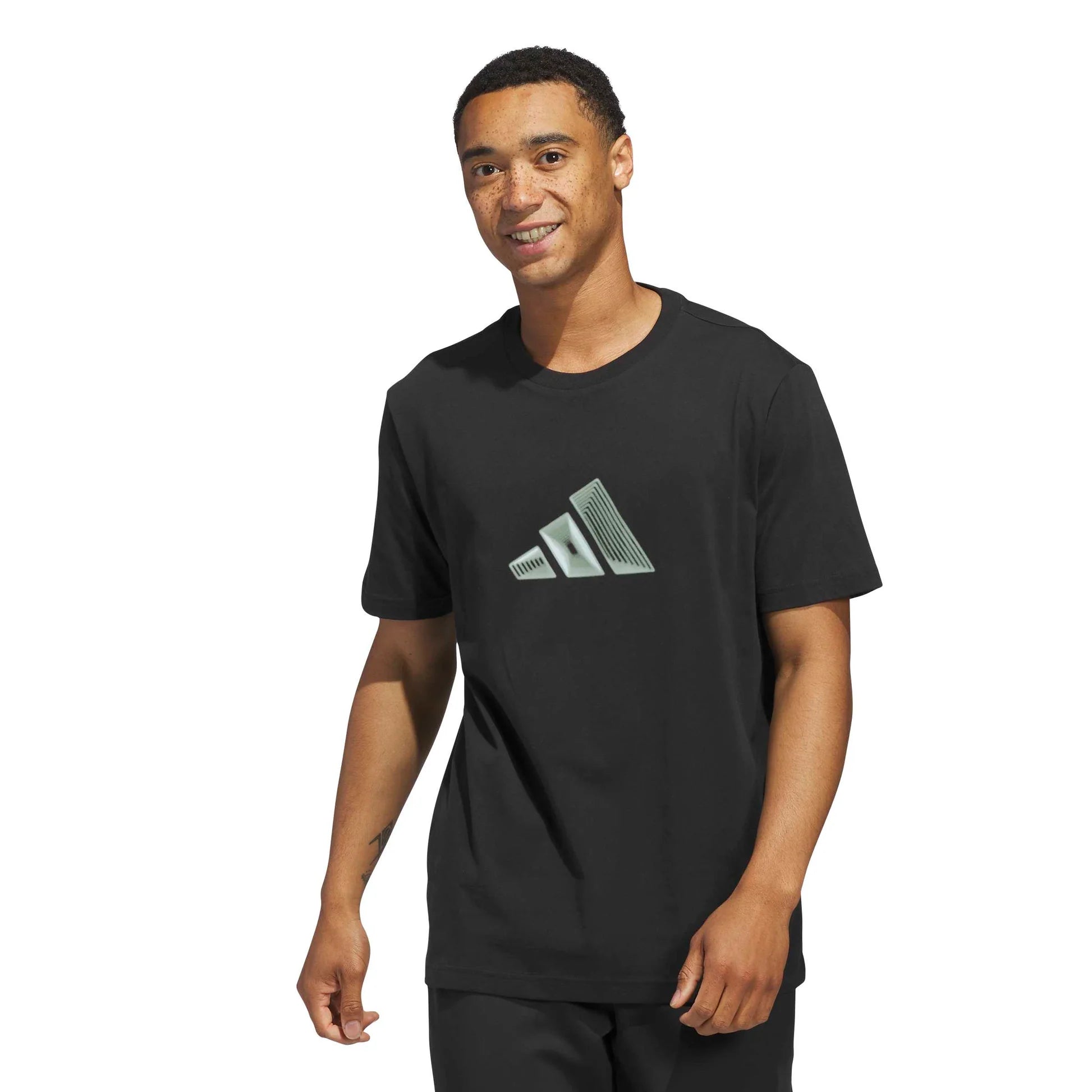 Adidas Mens 3 Bar Graphic Tee Black