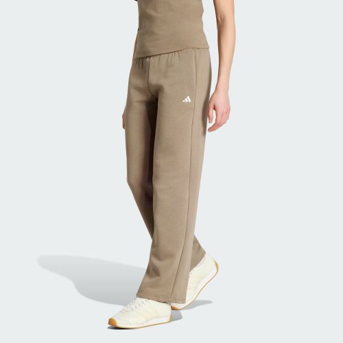 Adidas Womens Small Logo Fleece Pant Khaki Six/White