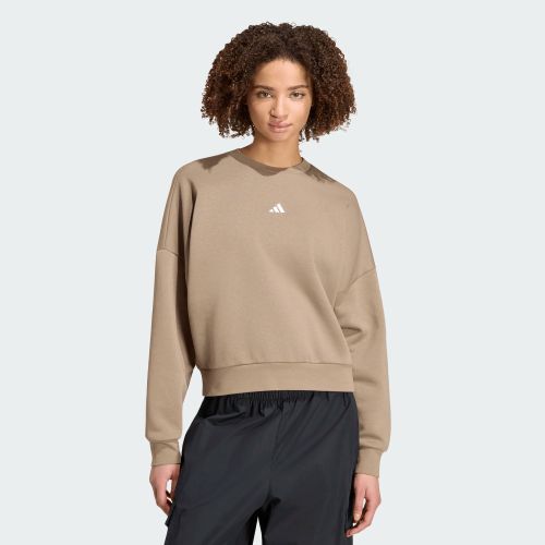 Adidas Womens Small Logo Feel Cozy Sweat Khaki Six/White