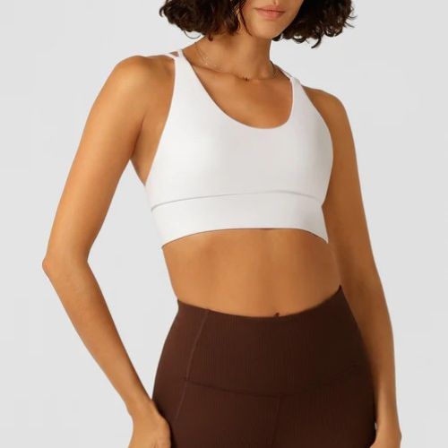 Lorna Jane Womens Lotus Long Line Sports Bra White