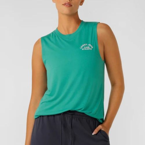 Lorna Jane Womens Lotus Muscle Tank Jewel Jade Green