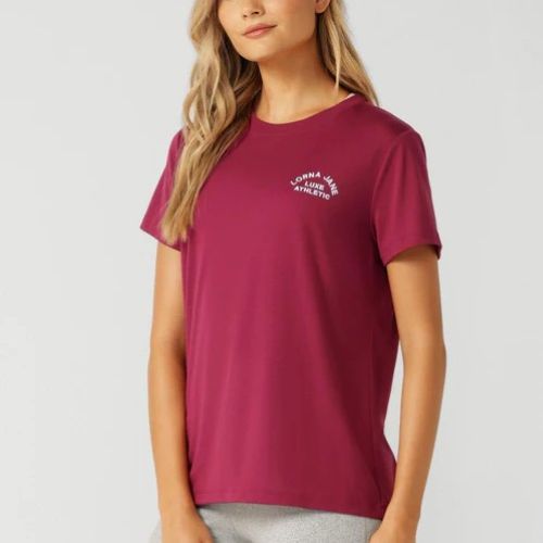 Lorna Jane Womens Lotus Tee Berry Red