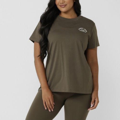 Lorna Jane Womens Lotus Tee Dark Khaki Haze