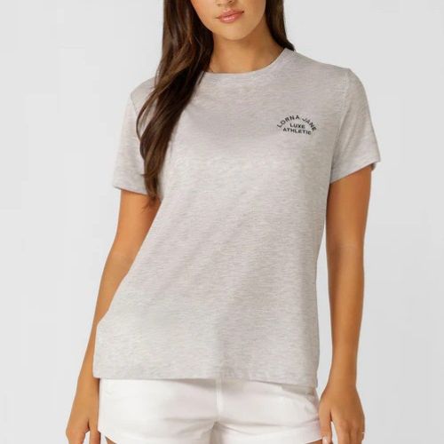 Lorna Jane Womens Lotus Tee Light Grey Marle