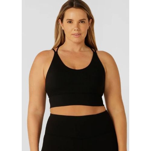 Lorna Jane Womens Lotus Long Line Sports Bra Recycled Black