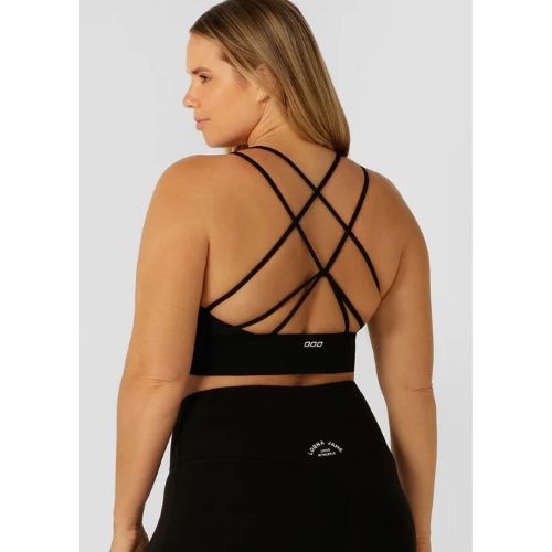 Lorna Jane Womens Lotus Long Line Sports Bra Recycled Black