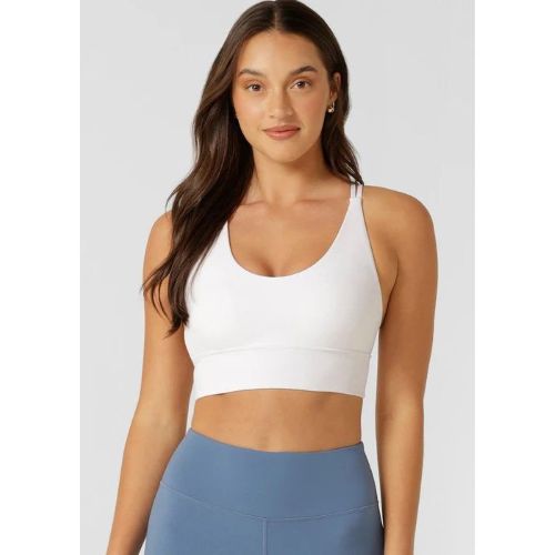 Lorna Jane Womens Lotus Long Line Sports Bra Recycled White