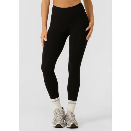 Lorna Jane Womens Lotus No Chafe Phone Pocket Tech Ankle Biter Tight Recycled Black