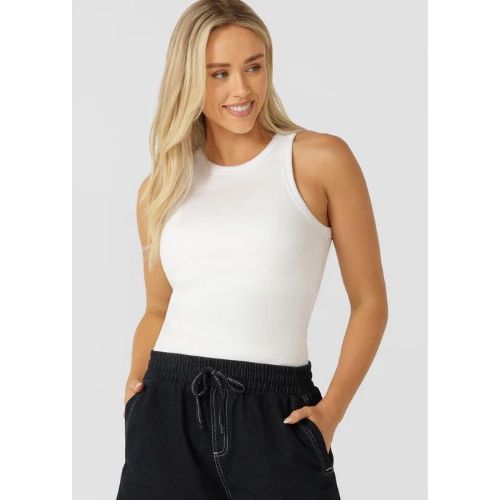 Lorna Jane Womens Basics Rib Tank White
