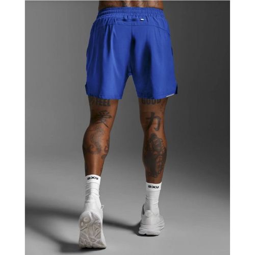 2XU Mens Aero 5 Inch Shorts Surf/Silver Reflective