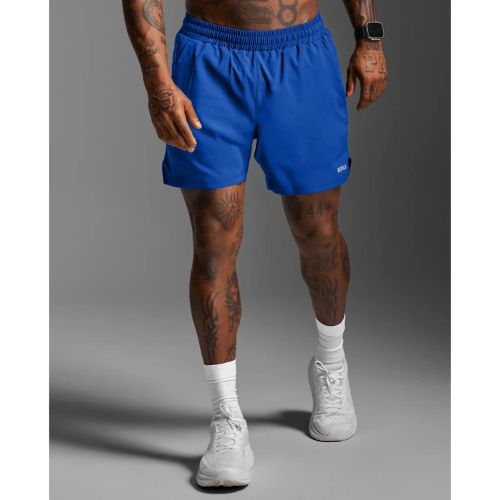 2XU Mens Aero 5 Inch Shorts Surf/Silver Reflective