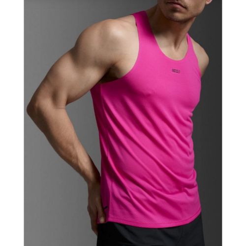 2XU Mens Light Speed Tech Singlet Fuchsia/Black Reflective