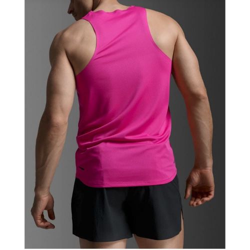 2XU Mens Light Speed Tech Singlet Fuchsia/Black Reflective